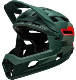 Bell Super Air R Spherical MIPS Downhill/BMX Race Helm- Mat/gloss Green/infrared