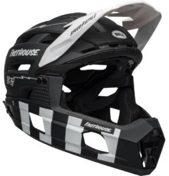 Bell Super Air R Spherical MIPS Downhill/BMX Race Helm- Mat Black/white Fasthouse -Fahrradausrüstungs Geschäft 210218022 Bell Super Air R Spherical fasthouse matte black white front right