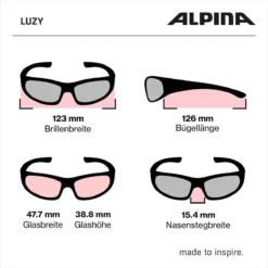 Alpina Luzy Kinder-Sonnenbrille - Purple Matt -Fahrradausrüstungs Geschäft Alpina Luzy Sonnenbrille zz Abmessungen 1