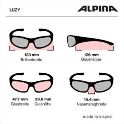 Alpina Luzy Kinder-Sonnenbrille - Berry Gloss -Fahrradausrüstungs Geschäft Alpina Luzy Sonnenbrille zz Abmessungen 2