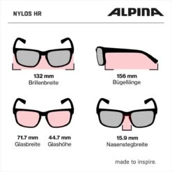 Alpina Nylos HR Sportbrille - Moon Grey Mat -Fahrradausrüstungs Geschäft Alpina Nylos HR Sportbrille z Abmenssungen 2