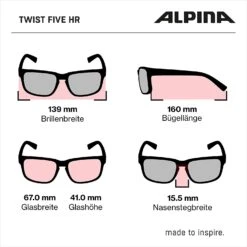 Alpina Twist Five HR V Sportbrille - Tin-black Gloss -Fahrradausrüstungs Geschäft Alpina Twist Five HR V Variomatic selbsttoenend inklination zz Abmessungen 3